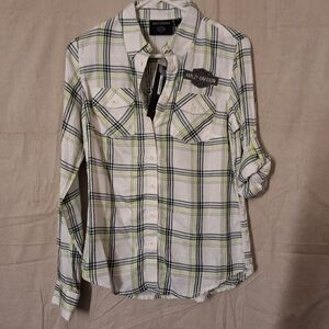 NWT WOMENS Harley-Davidson Plaid Button-Up Shirt